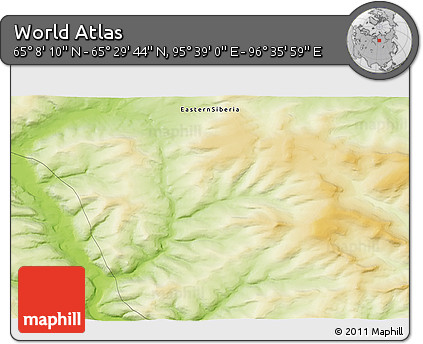Physical 3D Map of the Area around 65° 18' 57" N, 96° 7' 30" E