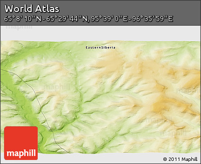 Physical 3D Map of the Area around 65° 18' 57" N, 96° 7' 30" E