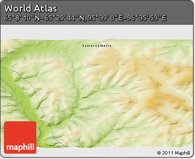Physical 3D Map of the Area around 65° 18' 57" N, 96° 7' 30" E