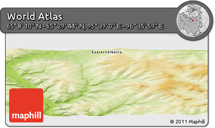 Physical Panoramic Map of the Area around 65° 18' 57" N, 96° 7' 30" E