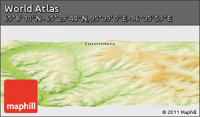 Physical Panoramic Map of the Area around 65° 18' 57" N, 96° 7' 30" E