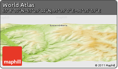 Physical Panoramic Map of the Area around 65° 18' 57" N, 96° 7' 30" E
