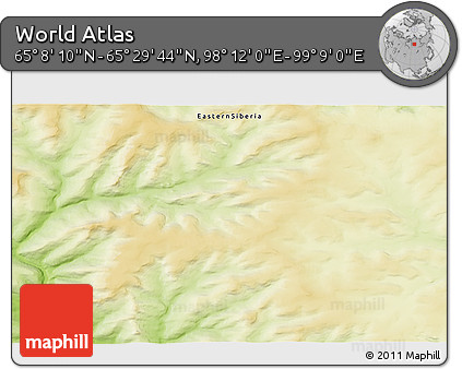 Physical 3D Map of the Area around 65° 18' 57" N, 98° 40' 30" E