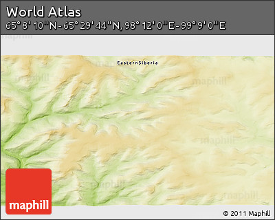 Physical 3D Map of the Area around 65° 18' 57" N, 98° 40' 30" E