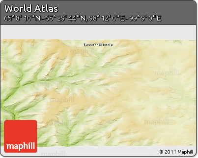Physical 3D Map of the Area around 65° 18' 57" N, 98° 40' 30" E
