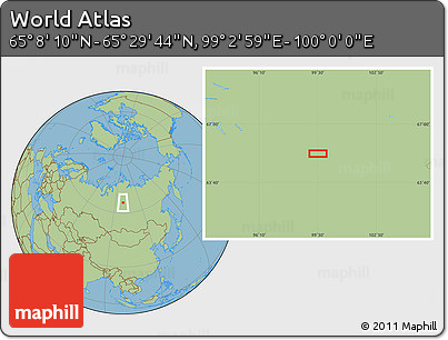Savanna Style Location Map of the Area around 65° 18' 57" N, 99° 31' 30" E