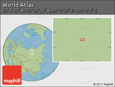 Savanna Style Location Map of the Area around 65° 18' 57" N, 99° 31' 30" E
