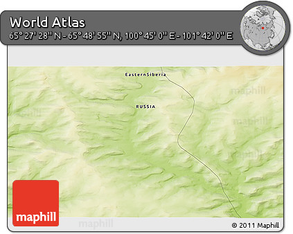 Physical 3D Map of the Area around 65° 38' 11" N, 101° 13' 29" E