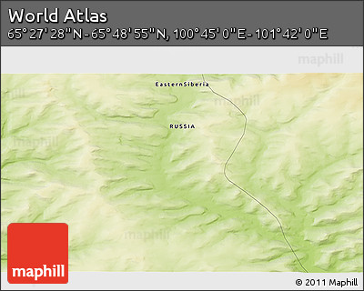 Physical 3D Map of the Area around 65° 38' 11" N, 101° 13' 29" E