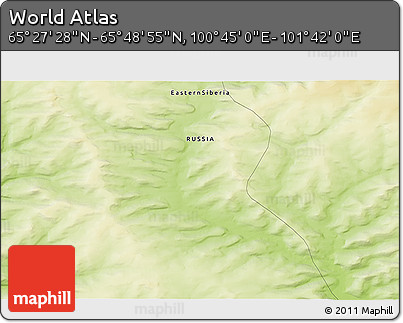 Physical 3D Map of the Area around 65° 38' 11" N, 101° 13' 29" E