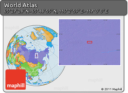 Political Location Map of the Area around 65° 38' 11" N, 116° 31' 30" E