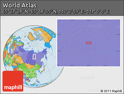 Political Location Map of the Area around 65° 38' 11" N, 116° 31' 30" E
