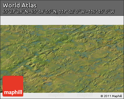 Satellite 3D Map of the Area around 65° 38' 11" N, 117° 13' 29" W