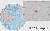 Gray Location Map of the area around 65° 38' 11" N, 142° 52' 30" E, hill shading