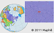 Political Location Map of the area around 65° 38' 11" N, 142° 52' 30" E