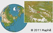 Satellite Location Map of the area around 65° 38' 11" N, 142° 52' 30" E