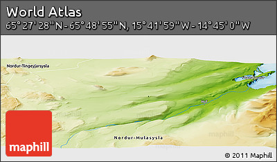 Physical Panoramic Map of the Area around 65° 38' 11" N, 15° 13' 29" W