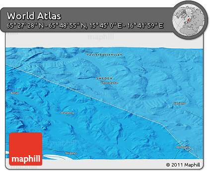 Political 3D Map of the Area around 65° 38' 11" N, 16° 13' 30" E