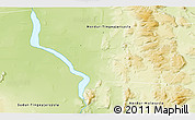 Physical 3D Map of the area around 65° 38' 11" N, 16° 4' 29" W