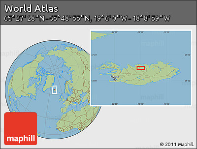 Savanna Style Location Map of the Area around 65° 38' 11" N, 18° 37' 30" W