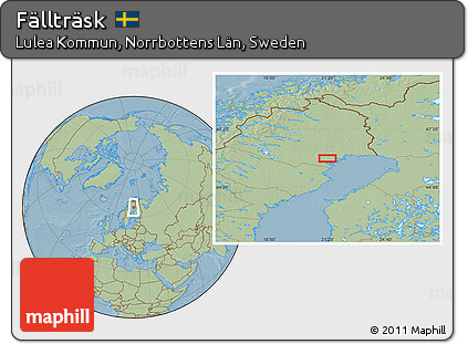 Savanna Style Location Map of Fällträsk, hill shading