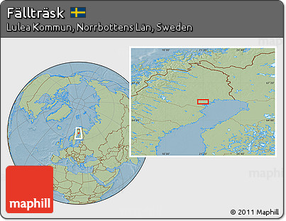 Savanna Style Location Map of Fällträsk, hill shading