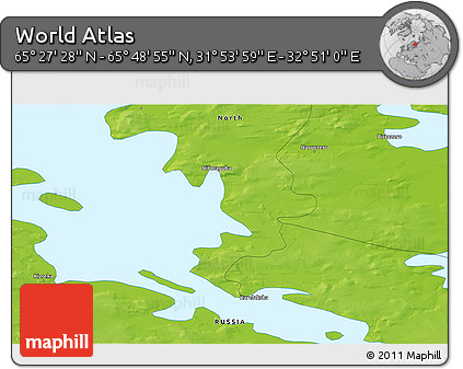 Physical 3D Map of the Area around 65° 38' 11" N, 32° 22' 30" E