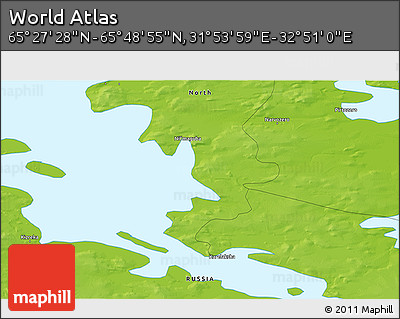 Physical 3D Map of the Area around 65° 38' 11" N, 32° 22' 30" E