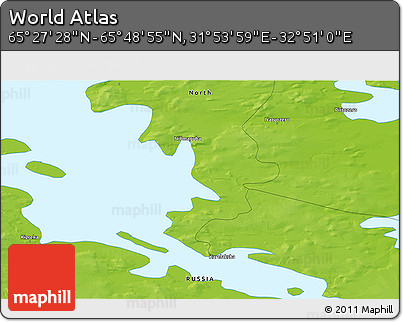Physical 3D Map of the Area around 65° 38' 11" N, 32° 22' 30" E