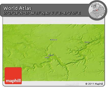 Physical 3D Map of the Area around 65° 38' 11" N, 42° 34' 30" E