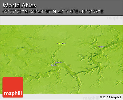 Physical 3D Map of the Area around 65° 38' 11" N, 42° 34' 30" E