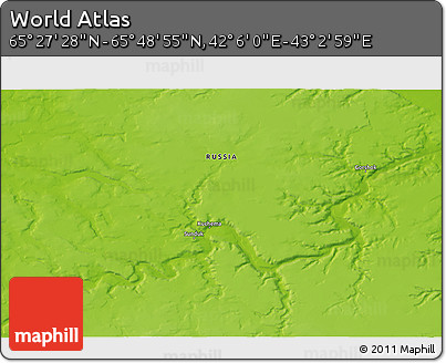 Physical 3D Map of the Area around 65° 38' 11" N, 42° 34' 30" E