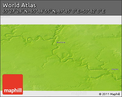 Physical 3D Map of the Area around 65° 38' 11" N, 50° 13' 30" E