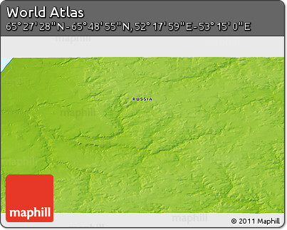 Physical 3D Map of the Area around 65° 38' 11" N, 52° 46' 29" E