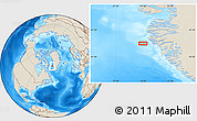 Shaded Relief Location Map of the area around 65° 38' 11" N, 54° 19' 30" W