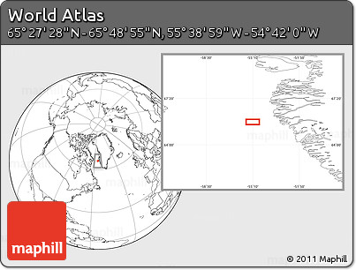 Blank Location Map of the Area around 65° 38' 11" N, 55° 10' 29" W