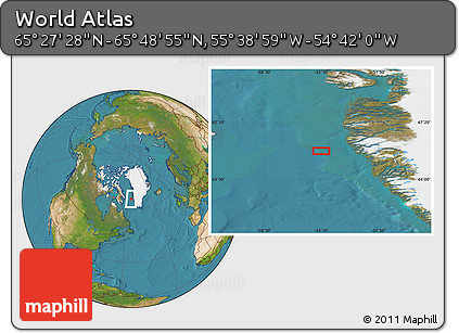 Satellite Location Map of the Area around 65° 38' 11" N, 55° 10' 29" W