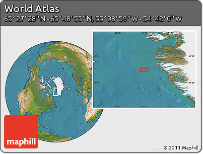 Satellite Location Map of the Area around 65° 38' 11" N, 55° 10' 29" W