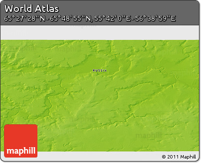 Physical 3D Map of the Area around 65° 38' 11" N, 56° 10' 29" E