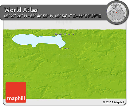 Physical 3D Map of the Area around 65° 38' 11" N, 66° 22' 30" E