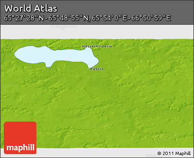 Physical 3D Map of the Area around 65° 38' 11" N, 66° 22' 30" E