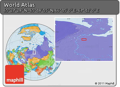 Political Location Map of the Area around 65° 38' 11" N, 67° 13' 29" E