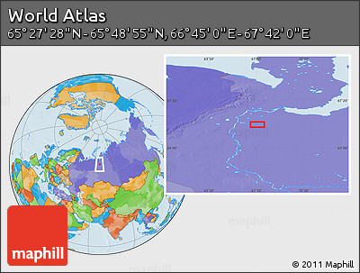Political Location Map of the Area around 65° 38' 11" N, 67° 13' 29" E