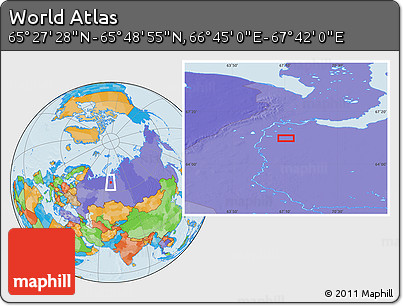 Political Location Map of the Area around 65° 38' 11" N, 67° 13' 29" E