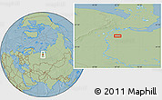 Savanna Style Location Map of the area around 65° 38' 11" N, 67° 13' 29" E, hill shading