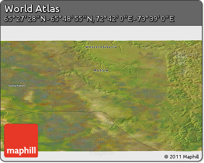 Satellite 3D Map of the Area around 65° 38' 11" N, 73° 10' 30" E