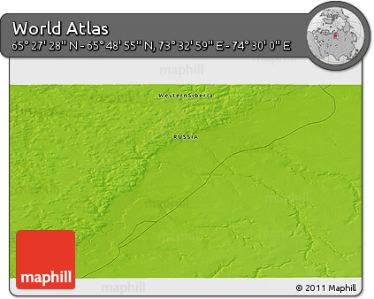 Physical 3D Map of the Area around 65° 38' 11" N, 74° 1' 30" E