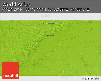 Physical 3D Map of the Area around 65° 38' 11" N, 74° 1' 30" E