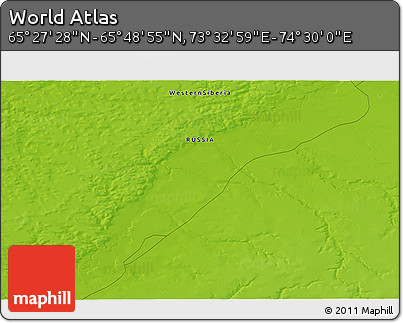 Physical 3D Map of the Area around 65° 38' 11" N, 74° 1' 30" E
