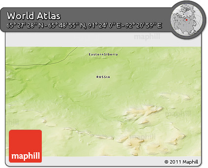 Physical 3D Map of the Area around 65° 38' 11" N, 91° 52' 30" E